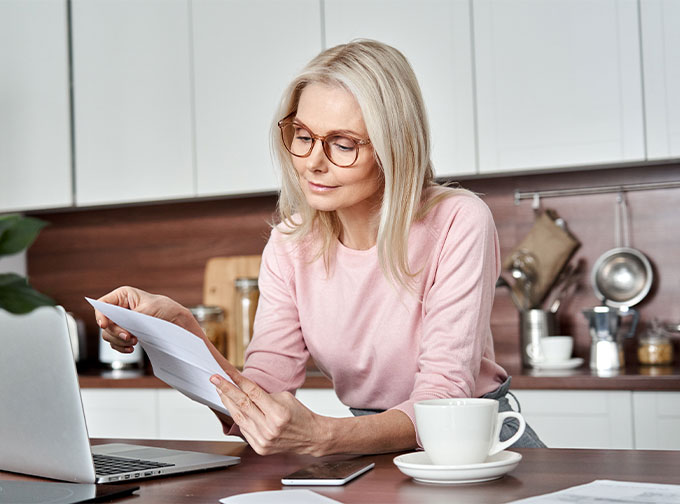 woman reviewing her financials for retirement